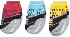 Trumpette Baby Sock Set-3 Pairs Rubber grips Non-skid NYPD Socks 0-12 Mos Unisex