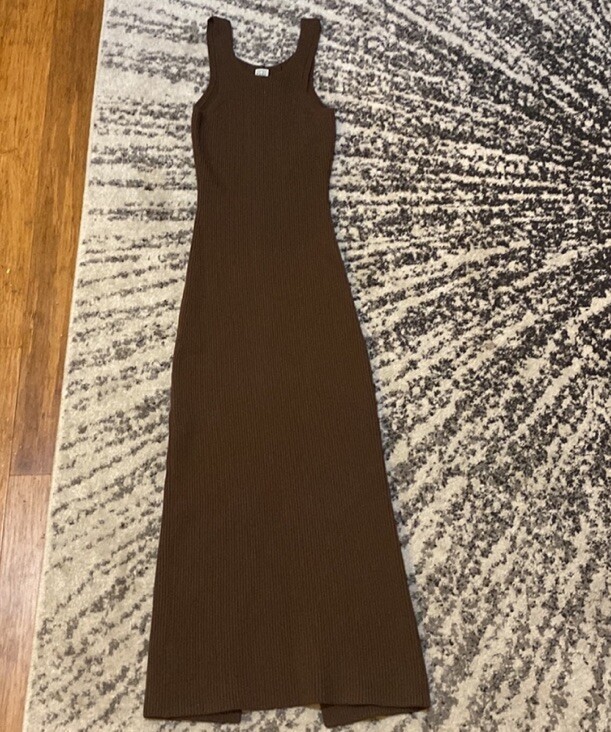 TOTME Ribbed Curved Compact Knit Midi Dress size S | eBay