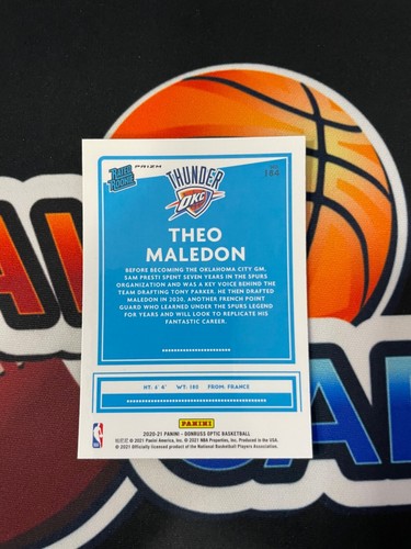 2020 Panini NBA Donruss Optic #184 THEO MALEDON Green Pulsar RC Rookie Card - Picture 2 of 2