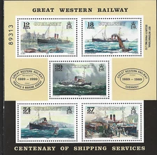 1989 Guernsey Sg MS468 Centenary of GWR Steamer Service MNH