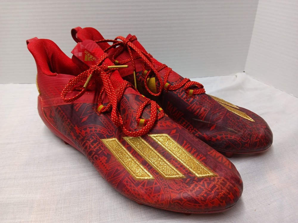 Adidas Football Cleats Mens 12.5 Red Gold Adizero Young King 3 Stripes Logo Used