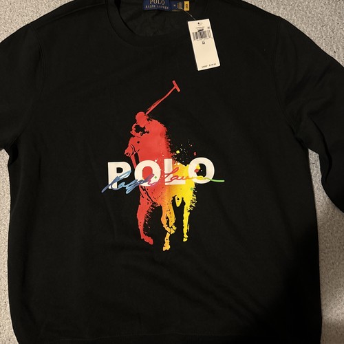 Polo RalphLauren Men Crewneck Sweater Sweatshirt Long Sleeve Size M Black NWT