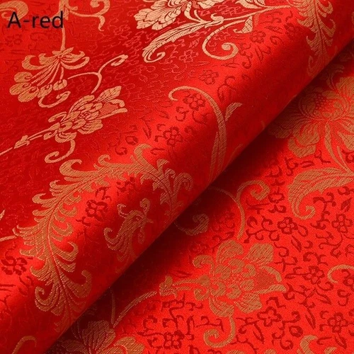 Costume costume cinese seta raso tessuto floreale tang vestito cheongsam al metro rosso - Foto 26 di 45