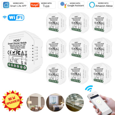 Tuya WLAN 1/2 Weg Smart Dimmer Lichtschalter Unterputz Modul Alexa Google App DE