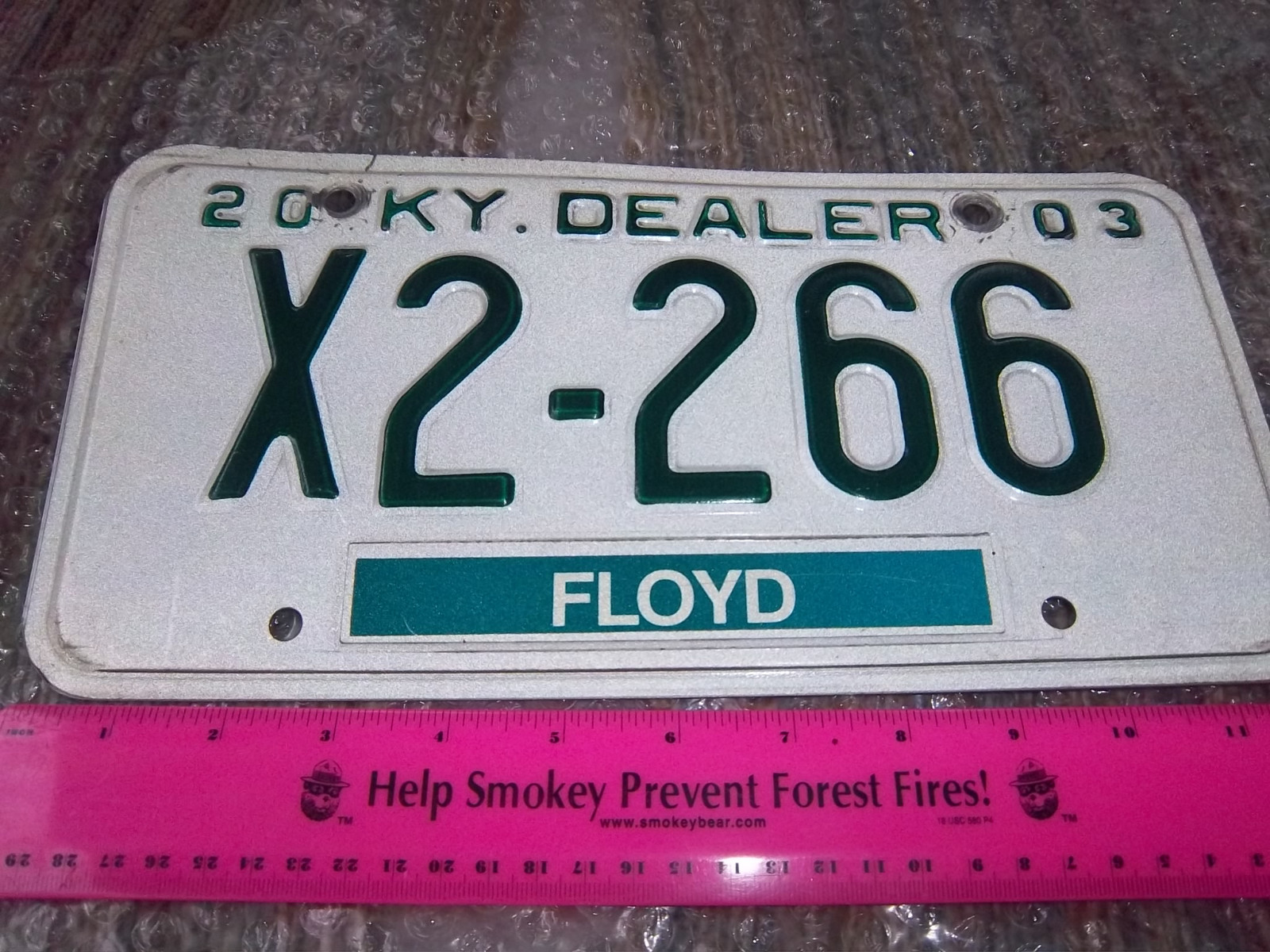 KENTUCKY DEALER license plate, X2 266, expired 2003, GREEN on WHITE eBay