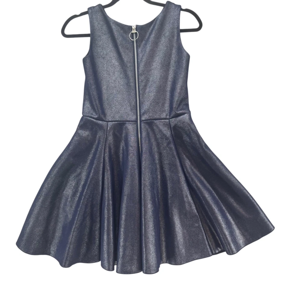 Vestido acampanado Zoe Ltd mini calce niñas azul pizarra sin mangas imitación cuero talla 16 Foto 2 de 4