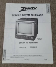 Zenith Service System Schematic Color TV Receiver SD0921A & SD0921S
