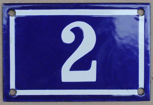 Old blue French house number 2 B C D E door gate wall plate steel enamel sign - Picture 7 of 18