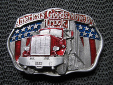 AMERICA'S GOODS MOVE BY TRUCK BELT BUCKLE VINTAGE RARE C J 1986 USA CONVOY