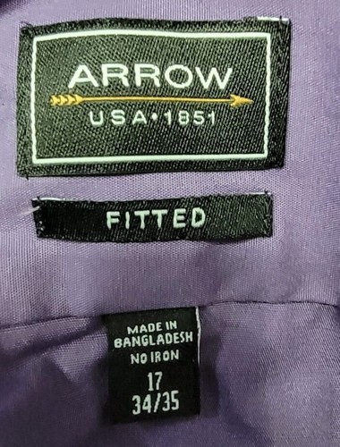 Arrow Mens Shirt Size 17 34/35 Purple - Picture 2 of 12