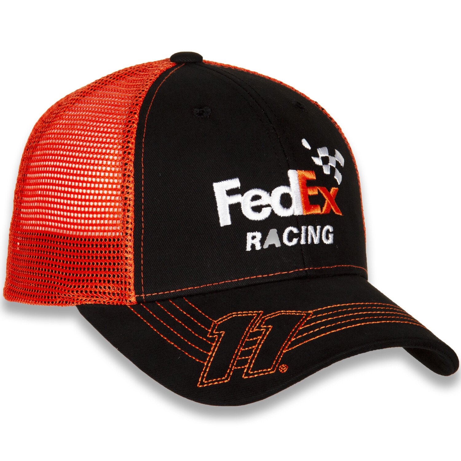Denny Hamlin #11 FedEx NASCAR Embroidered Mesh Hat by Checkered Flag Sports