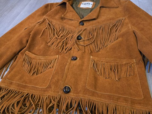 Vintage Warren Lederjacke Herren 42 braun Wildleder Quaste Western Boho - Bild 2 von 21