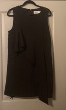 ELIZA J Sleeveless Asymmetrical Hem Ruffle Sheath Dress, 12 - Black
