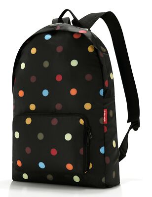 reisenthel Mini Maxi Foldable Backpack Rucksack Rucksack Dots schwarz bunt Neu