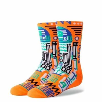 Stance Kids Orange Crew Nylon Star Wars R2D2 Probability Boys Socks Sz S 7-10