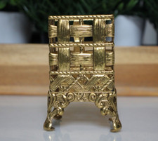 Vintage Hollywood Regency Footed Holder Candle Cup Makeup Brushes Gold Baroque