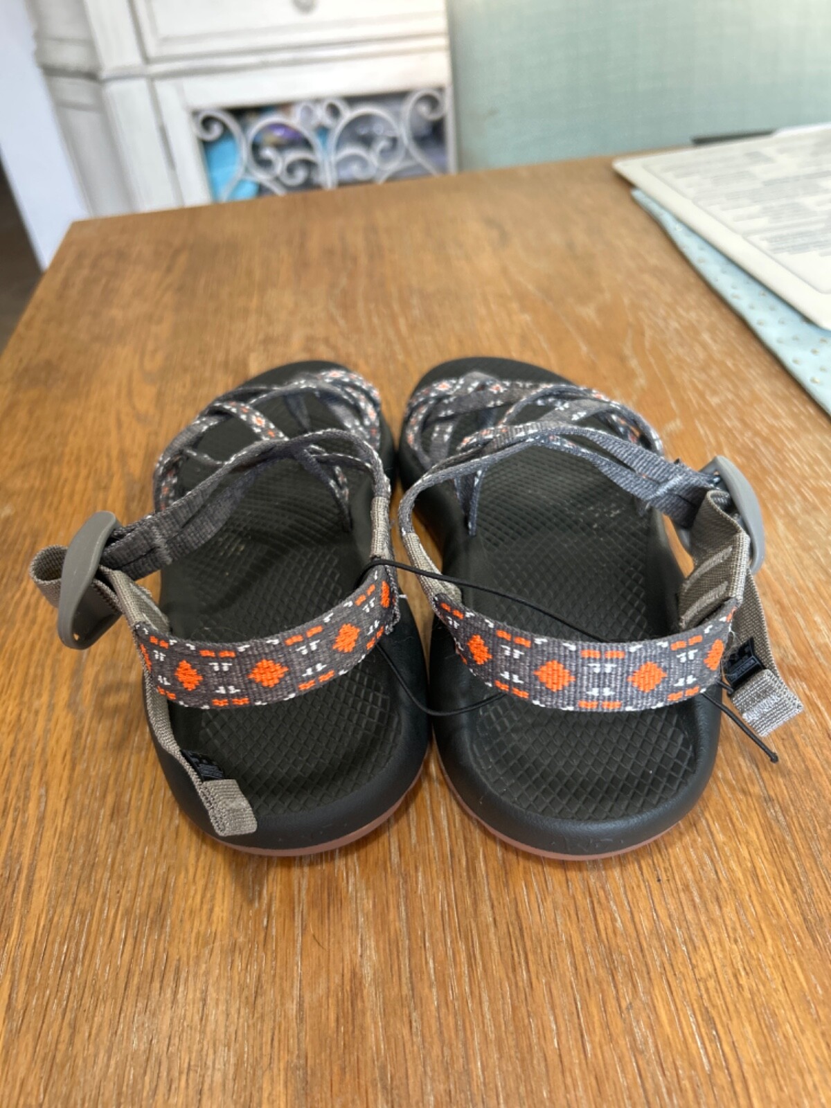 Chaco ZX2 Women Gray Canvas Orange Pattern Classic StrapsSandals ...