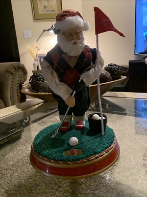 Holiday North Pole Golf Club Golfing Santa Musical Putting Green 10'' GEMMY Works