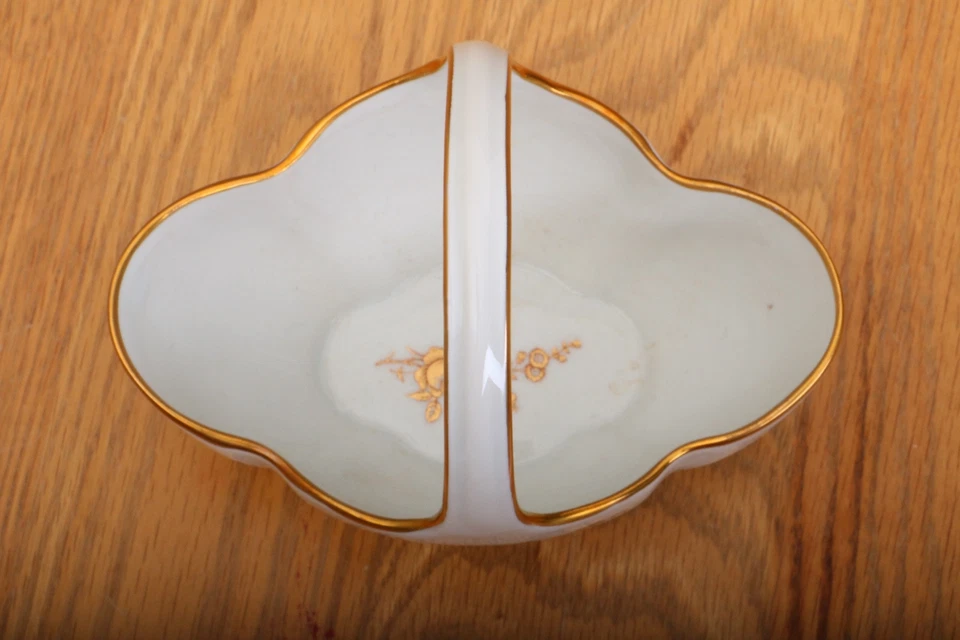 Limoges Frankreich Kompottkorb Gold Blumen - Bild 3 von 4