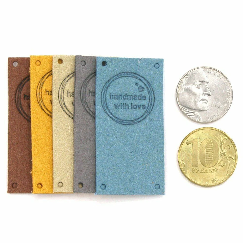 20 peças/lote de etiquetas de amor de couro sintético 2x5 cm feitas à mão etiquetas costura artesanato supp - Imagem 3 de 4