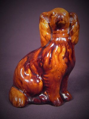 Yellow Ware Rockingham Dogs RARE ANTIQUE 1800s SMALL SPANIEL DOG ROCKINGHAM YELLOW WARE MINT | eBay