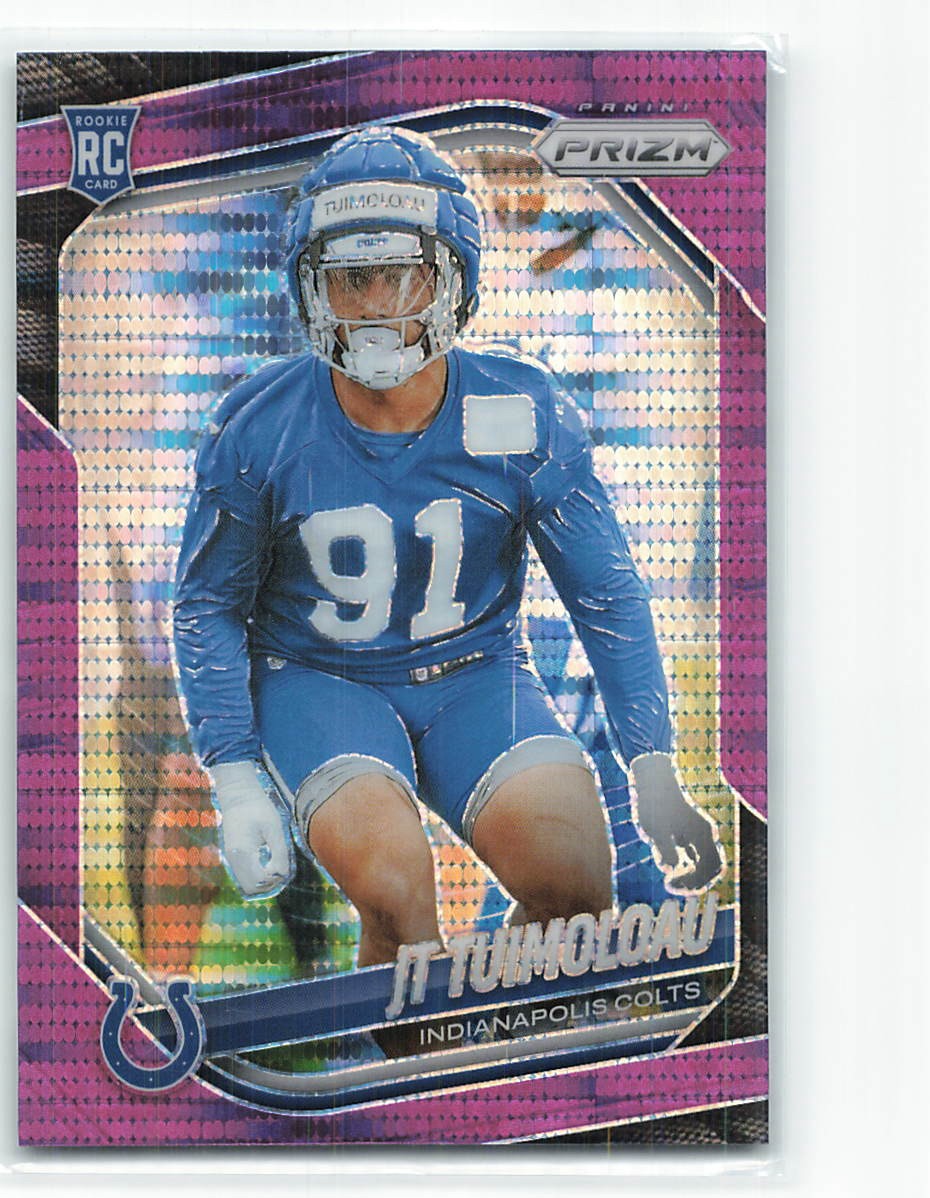 2025 Panini Prizm - Rookies JT Tuimoloau #324 Purple Pulsar Prizm (RC)