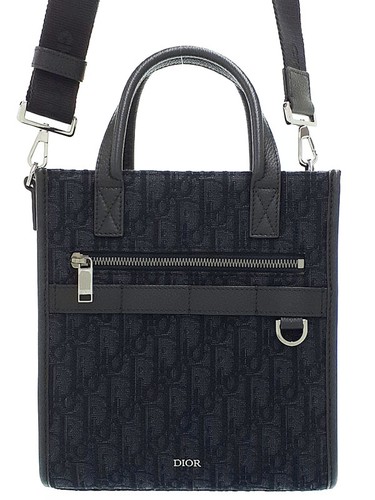 Christian Dior Oblique Safari North South Tote Bag Canvas Black Women's #TB516