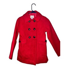 Roebuck  Co. Kids Girls Red Double Breasted Pea Coat Size 14