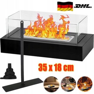 Freistehender Bio-Ethanol Standkamin Dekokamin mit Zubehör Kaminofen Schwarz NEU