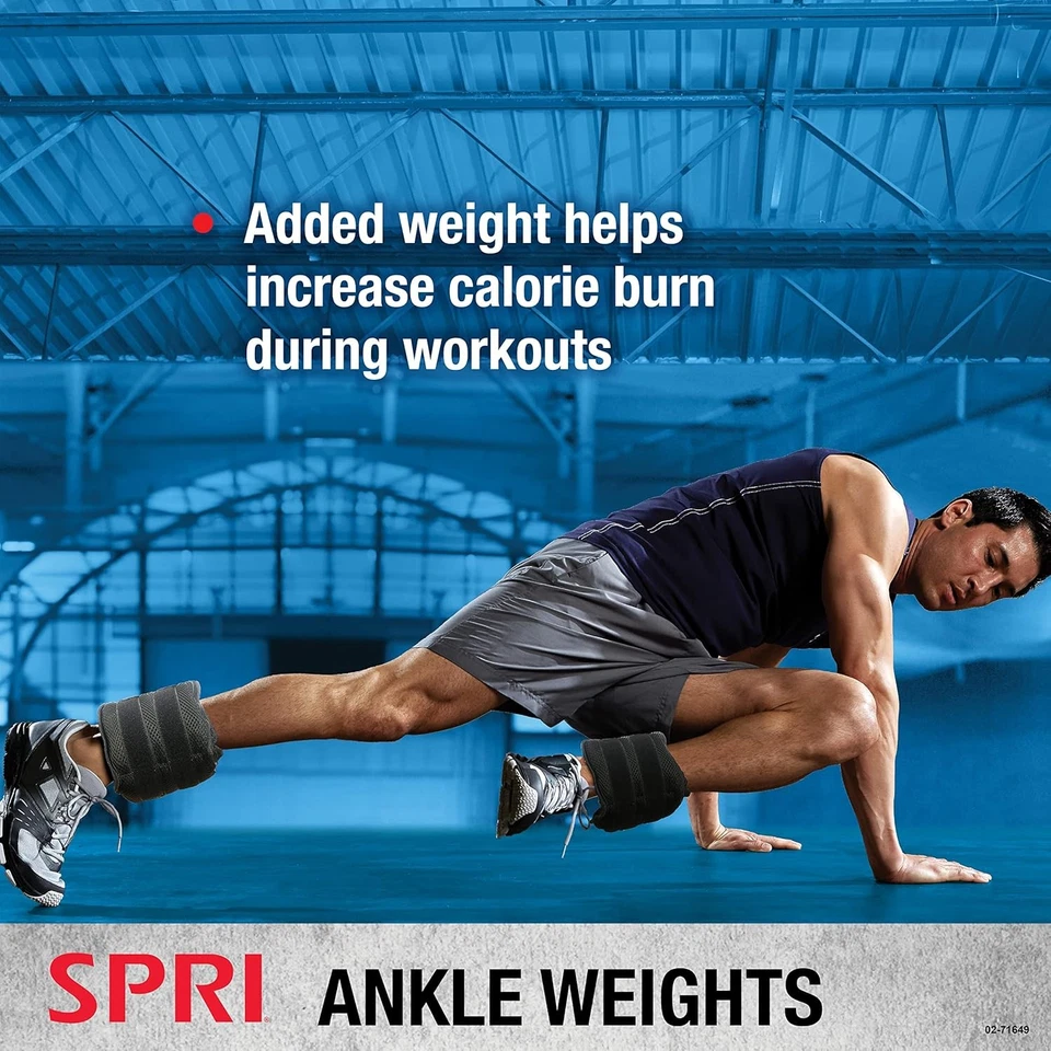 SPRI Adjustable Ankle Weights - Walking 5lb, a) 5-Pound / 2.5lbs Each (Black)  - Image 4 of 4
