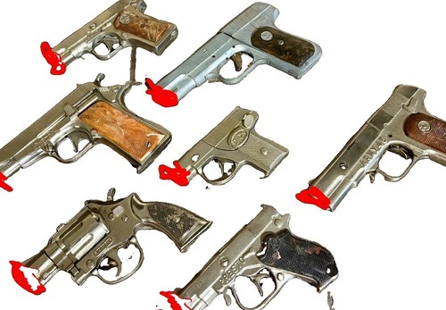 Lot of 7 Vintage Antique Cap Guns Hubley Kilgore G-Boy Army45 Presto Champ