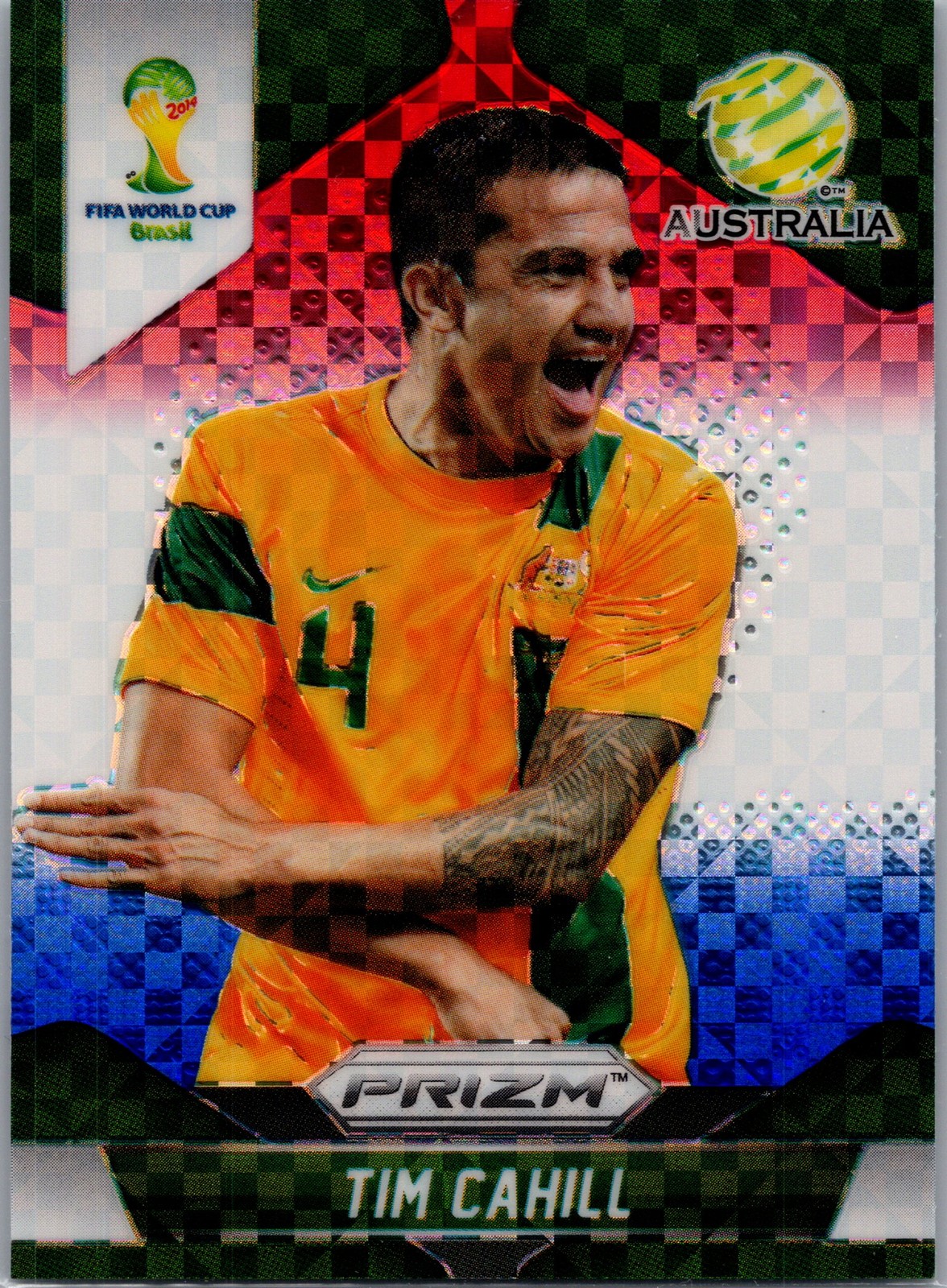 2014 Panini Prizm FIFA World Cup #17 Tim Cahill Red White Blue Power Plaid