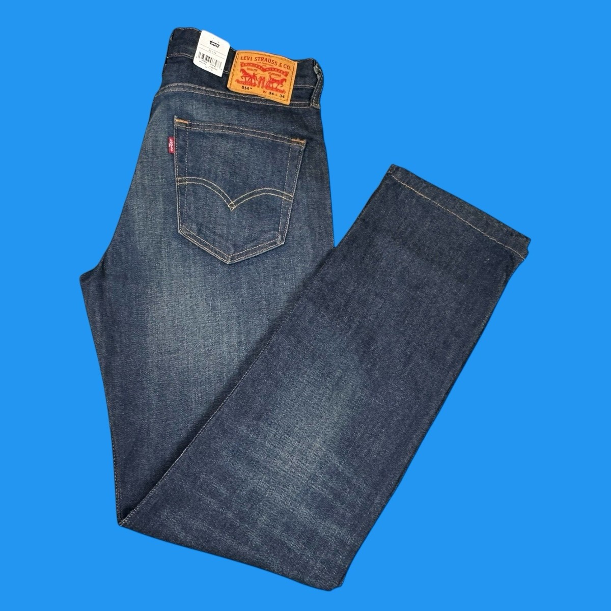 Levis 514 Jeans Mens Size 34x34 Slim Straight Whiskered Medium