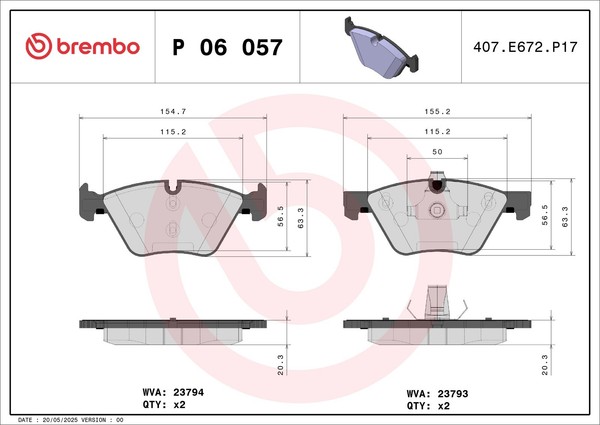 Bremsbelagsatz Scheibenbremse Prime Brembo P 06 057 FüR BMW E61 E60 5Er Touring-image