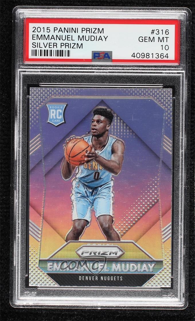 2015-16 Panini Prizm Rookies Silver Emmanuel Mudiay PSA 10 GEM MT Rookie RC b2g