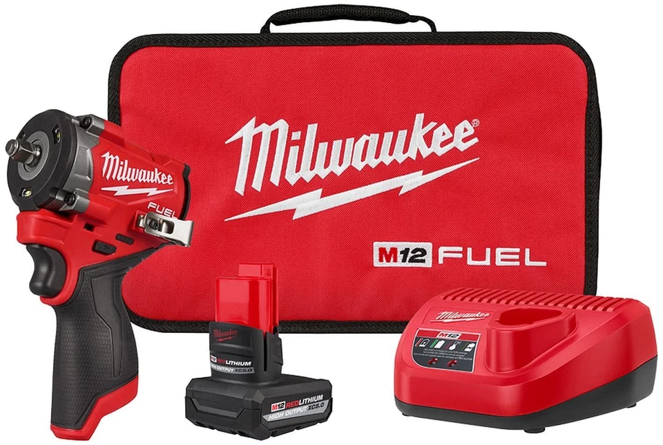 New Milwaukee M12 FUEL Stubby 3/8in. Impact Wrench Kit, Drive Size 3/8in., 12V,