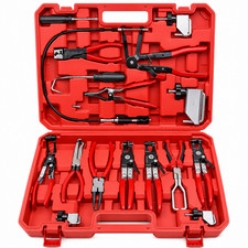 16pc Hose Clamp Pliers Set Long Reach Swivel Jaw Radiator Fuel Line Removal Tool