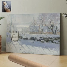 Claude Monet France Snow Magpie Landscape CANVAS WALL ART 30x20 in