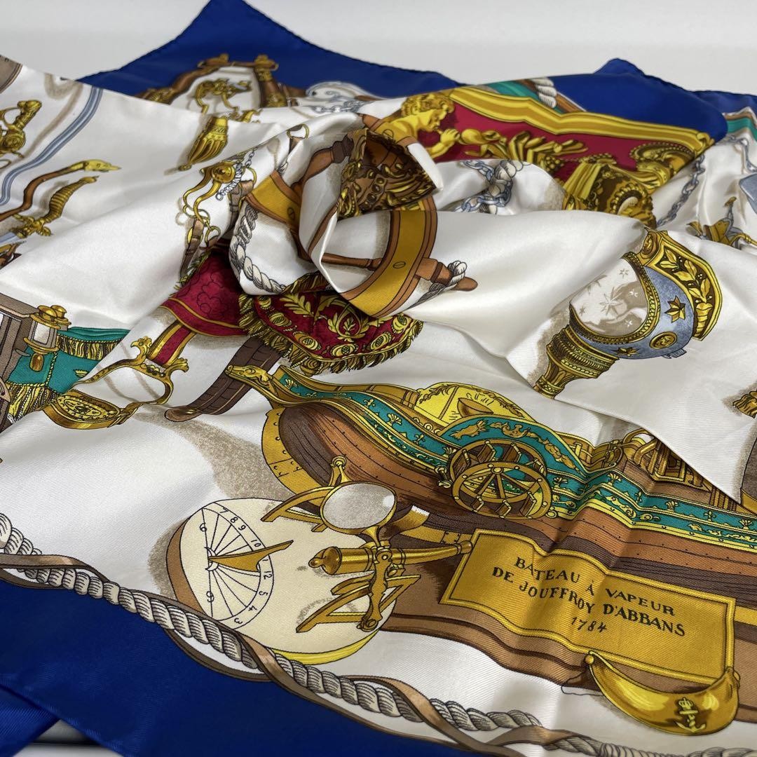 Hermes Carre 90 Silk Scarf Blue Japan 2504-10