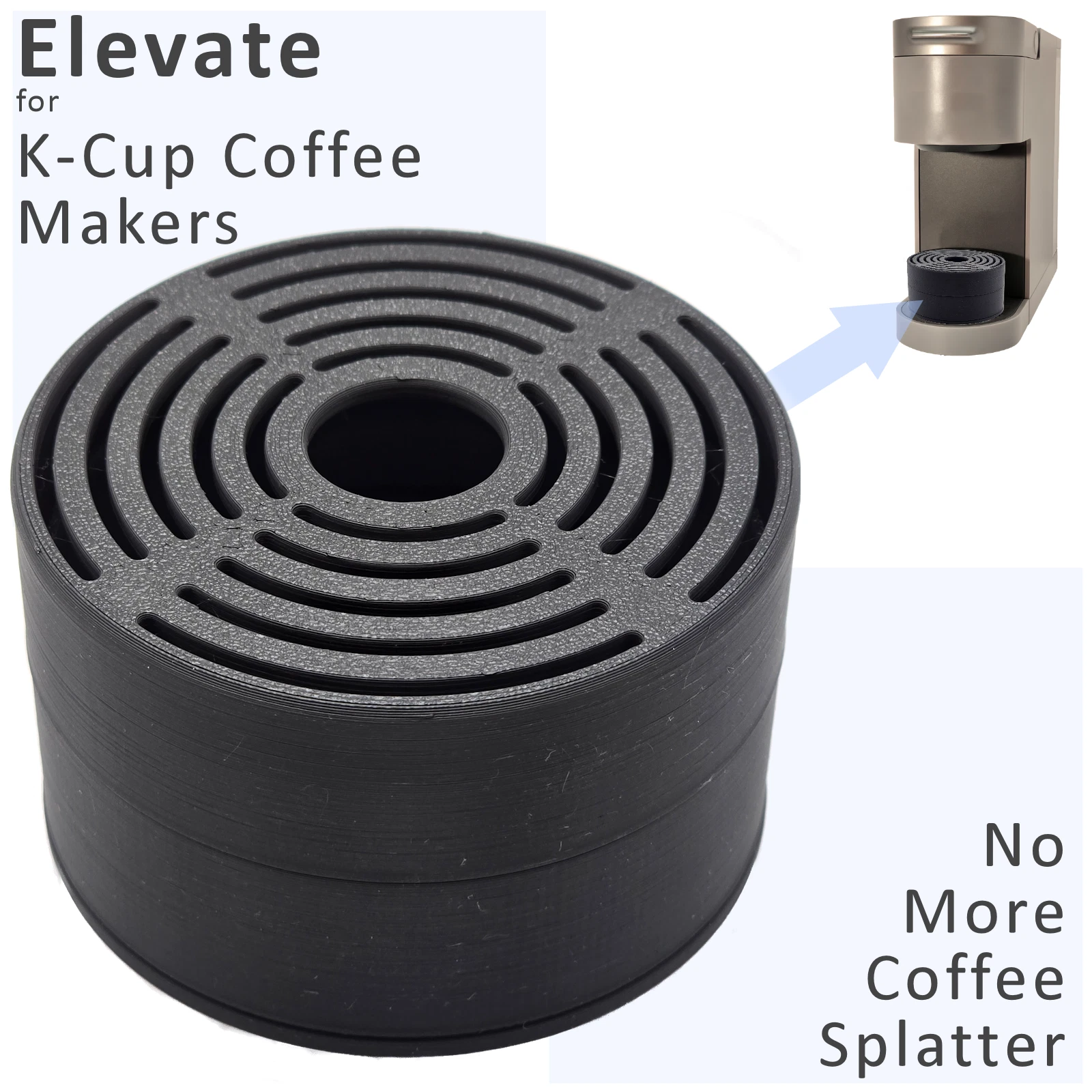 Anti-Splash Adjustable Coffee Cup Stand Accessory for Keurig Coffee Makers Black