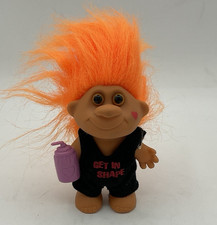 Russ Troll Doll Get In Shape 4" Orange Hair Orange Eyes VINTAGE Fast Free Ship