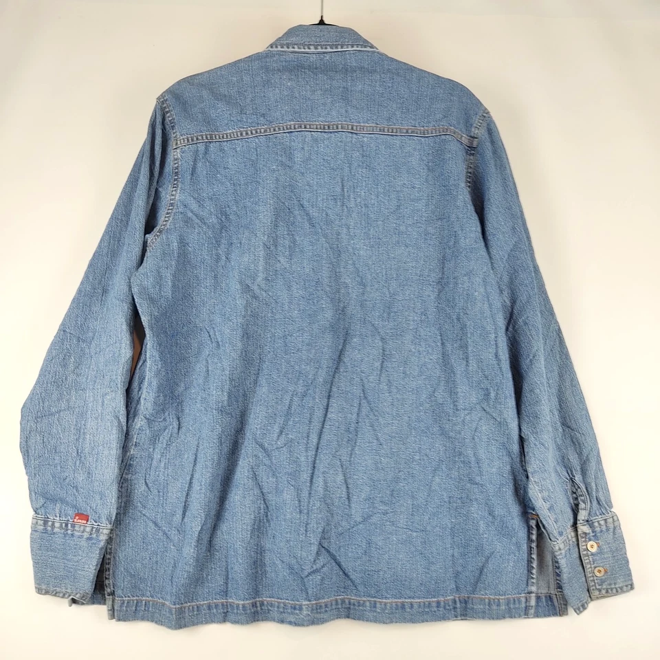 Camisa Levis Vintage Mujer Denim Western Talla L Azul Botón a Presión Informal Foto 2 de 4