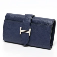 HERMES Key Case: Bearn W10.5H6D2cm Navy w/box tag receipt;00