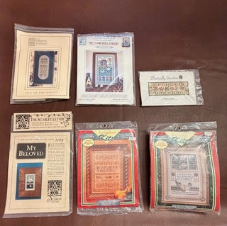 6 Vintage Cross Stitch Sampler Kits Teresa Wentzler Drawn Thread Scarlet Letter