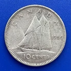 1950 Canada 10 Cents 0.800 Silver Coin - FREE Shipping #1
