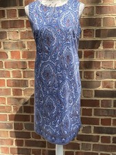 TALBOTS Petites Sleeveless Knit Sheath DRESS Size Small (Sp) Blue Print