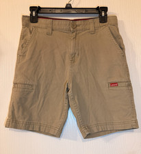 Levi's Kids Beige Chino Shorts Flat Front Twill Cotton Elastane Button Logo