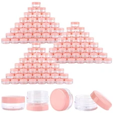 100 Count Sample Containers with Lids 10 Gram Small Plastic Makeup Jars Lip S...