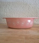 Vintage Pyrex Pink Daisy Oval Dish Milk Glass Casserole MCM Floral Retro
