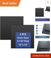 2 Pack Black Plastic Sheet 12x12x0.12 in Flexible High Tensile Plastic Sheets...